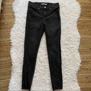 LEVI black shaping floral embroidered skinny jeans